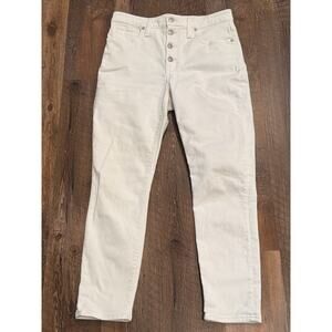 Madewell White Button fly curvy hi-rise skinny crop jean SZ 28